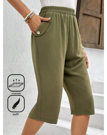 Casual Pocket Stitching Plain Pants