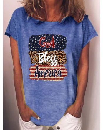 Women‘s Summer 4th of July Pattern Casual T-Shirt