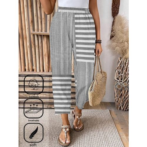 Pocket Stitching Striped Vintage Loose Pants